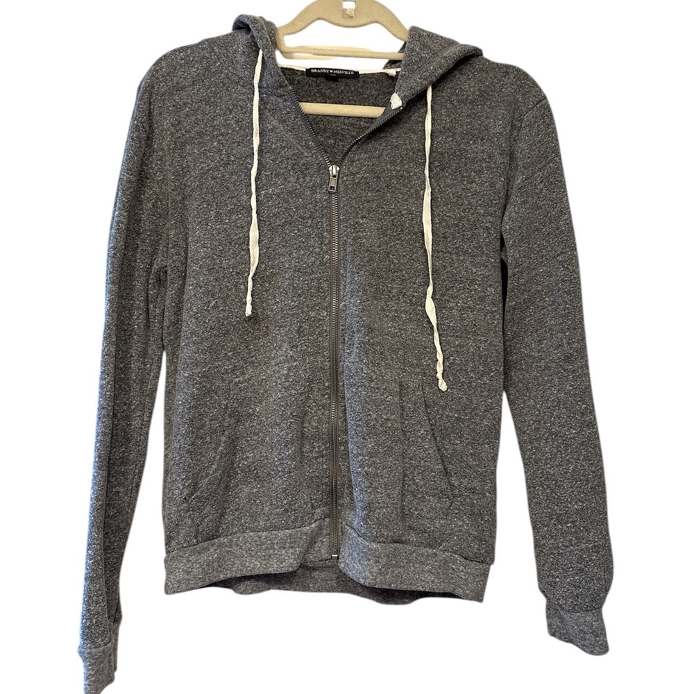 Brandy Melville gray zip up hoodie - Cotton blend One Size
